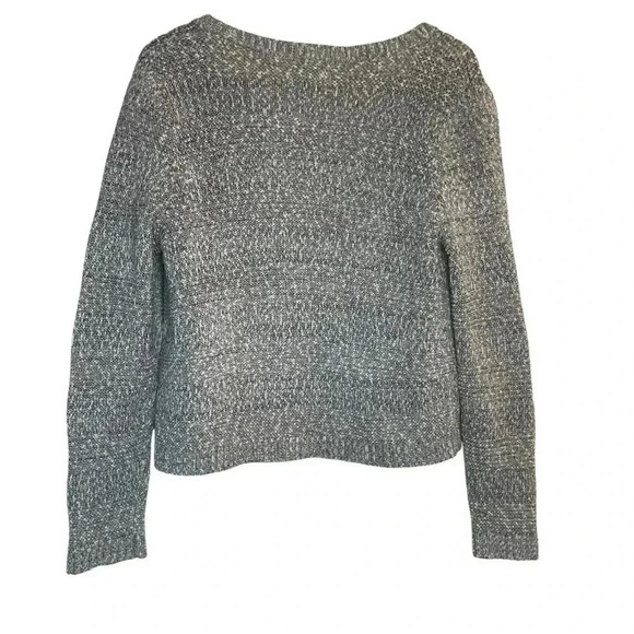 Ann Taylor LOFT Women's Sweater Blue White Fringe Open Front Cardigan Petite LG - Picture 4 of 9